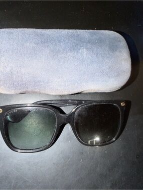 Gucci Black Square Sunglasses with Dark Lenses